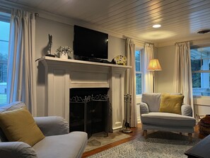 Fernseher, Kamin, DVD-Player