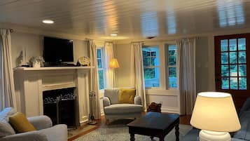 Tv, eldstad och dvd-spelare