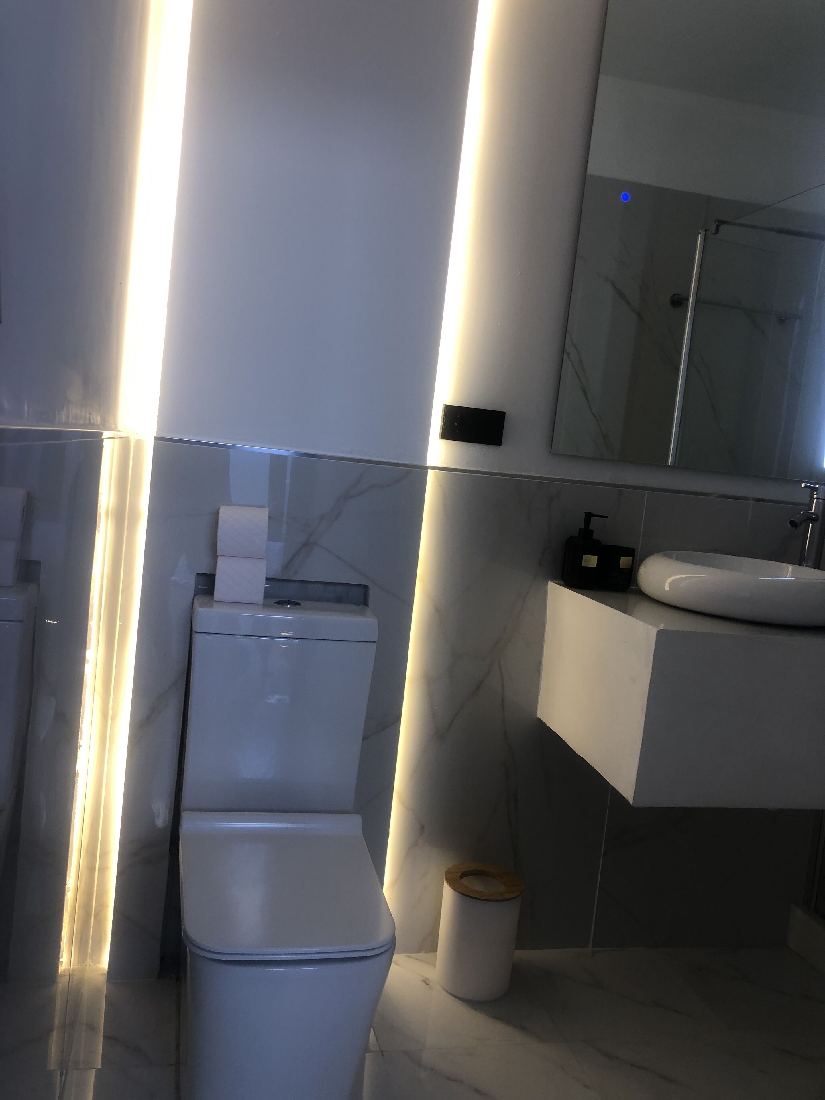 shower, rainfall showerhead, hair dryer, towels