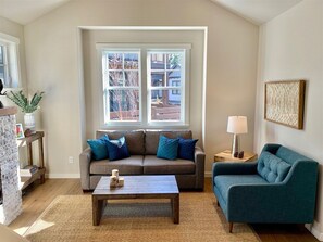 TV, fireplace