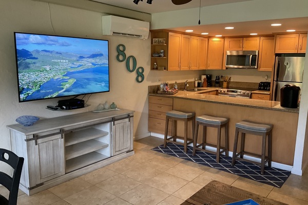 Living and kitchen area.