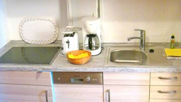 Kühlschrank, Mikrowelle, Herdplatte, Geschirrspüler