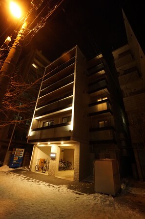 Front of property - evening/night - Kikusui Mark's apartment (Sapporo)
