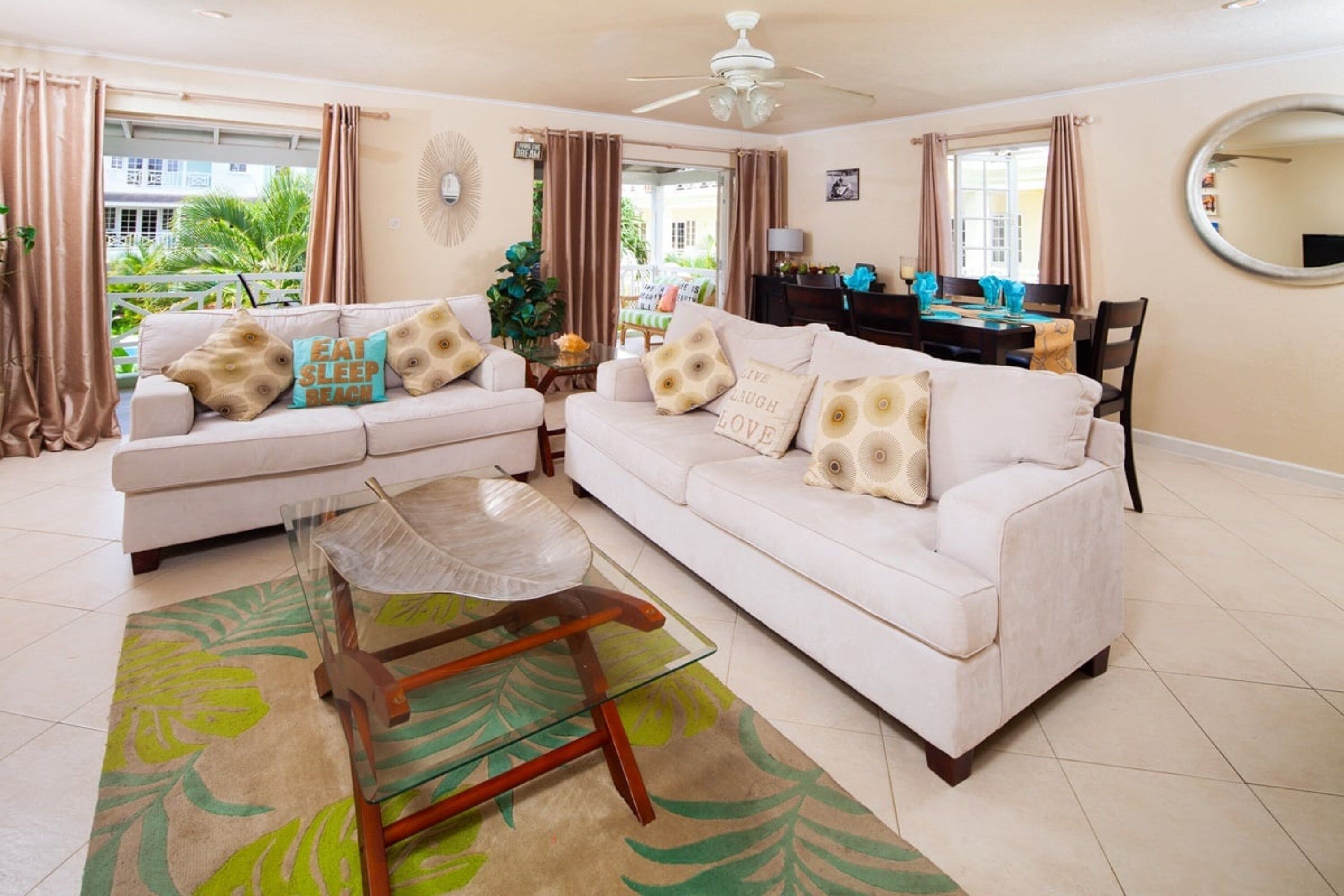 Apartment, 3 Bedrooms | Living area | 50-inch flat-screen TV with cable channels, TV