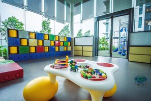 Enjoy a child-friendly space with a unique play area and creative play structure.