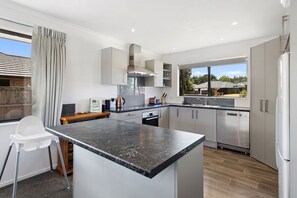 Fridge, microwave, dishwasher, toaster