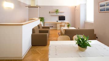 Apartment, 1 Bedroom, City View | Living area | 60-cm plasma TV with digital channels, TV