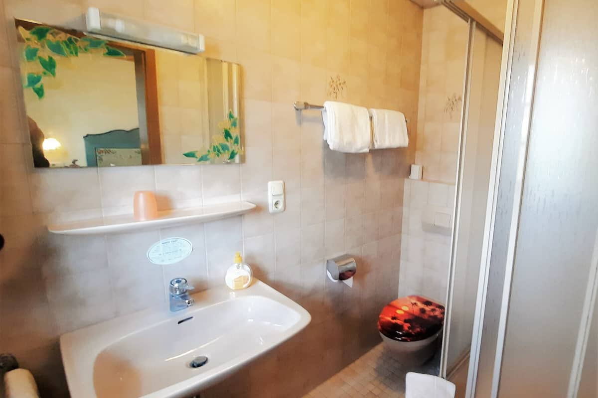 shower, free toiletries, towels