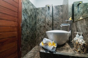 Hair dryer, bidet, towels