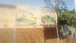 A sign for Bishop Samuel & Mary Mwatha Conference Centre, indicating available accommodation and a restaurant. - Kimbo Pefa Guest House (Ruiru)