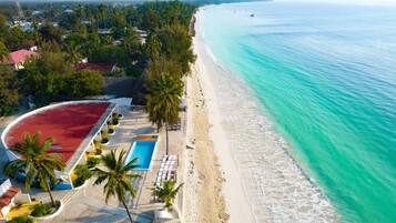 On the beach, white sand, beach bar