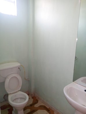Un baño pequeño con un inodoro y un lavabo.