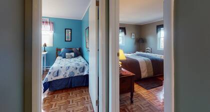 Bright & nautical beach home with enclosed yard & outdoor shower - walk to beach