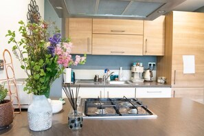 Ovn, kokeplater, oppvaskmaskin og kaffetrakter/tekoker