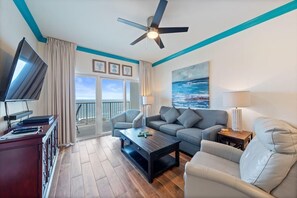 Condo, Multiple Beds (Crystal Tower 1507) | Living area | TV - Crystal Tower 1507 (Gulf Shores)