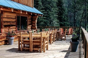 Outdoor dining - Rock Lake Lodge - Complete Lodge and 4 cabins all together as one package. (Yellowhead County)