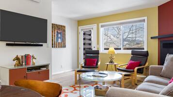 TV, fireplace
