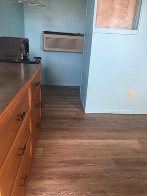 Fridge, microwave, coffee/tea maker, electric kettle