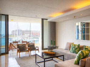 Luxury Suite, 3 Bedrooms | Living area | Flat-screen TV, DVD player - Ocean & Marina apartments (Cape Town)