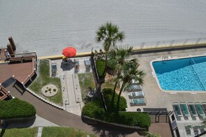 Outdoor pool, a heated pool - Beach Front 2 bedroom 2 bath 7th floor condo in the prestigious Brigadune  (Myrtle Beach)