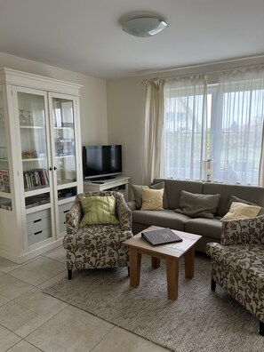 TV, DVD player, stereo