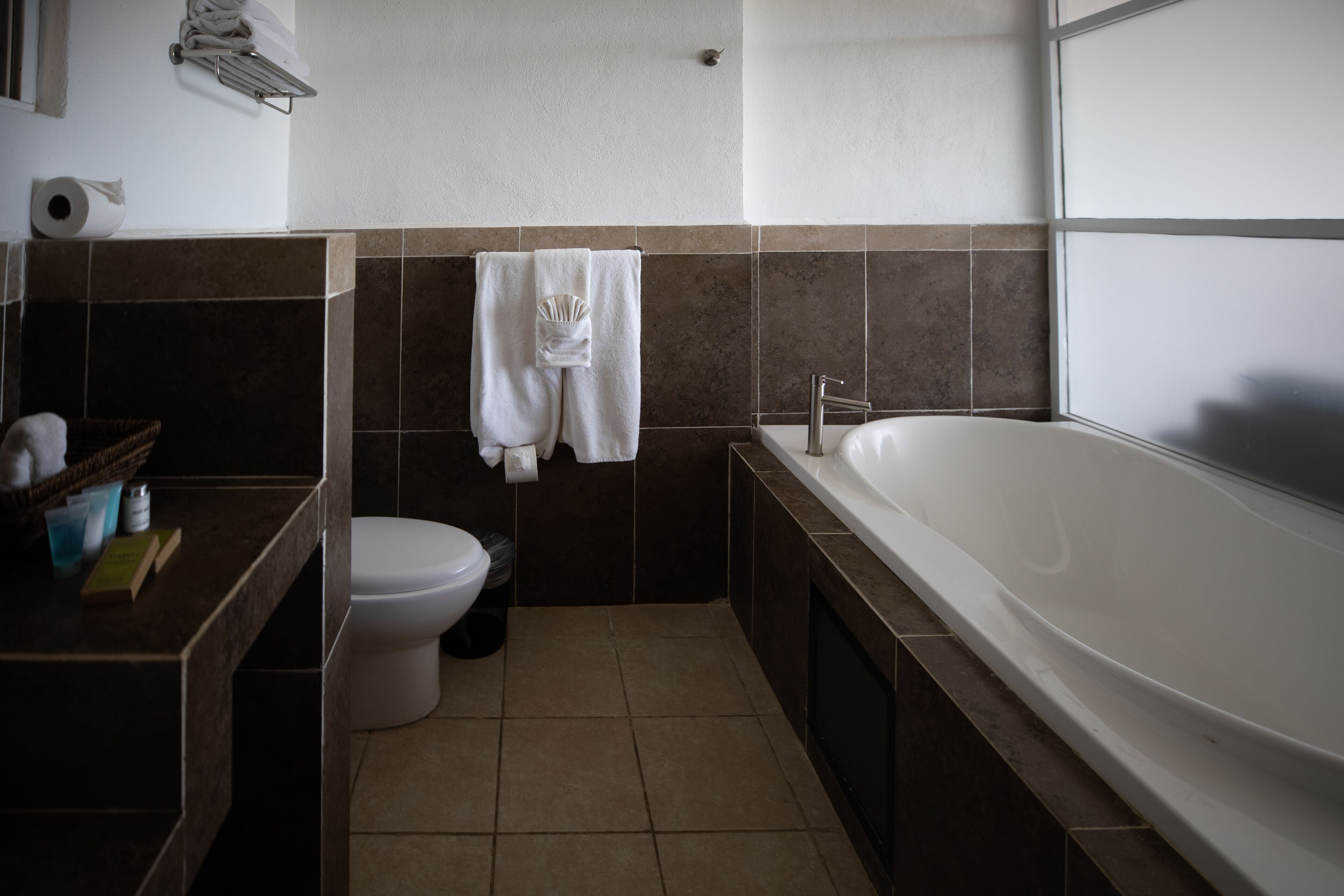 deluxe double room | bathroom | free toiletries, towels, soap, shampoo
