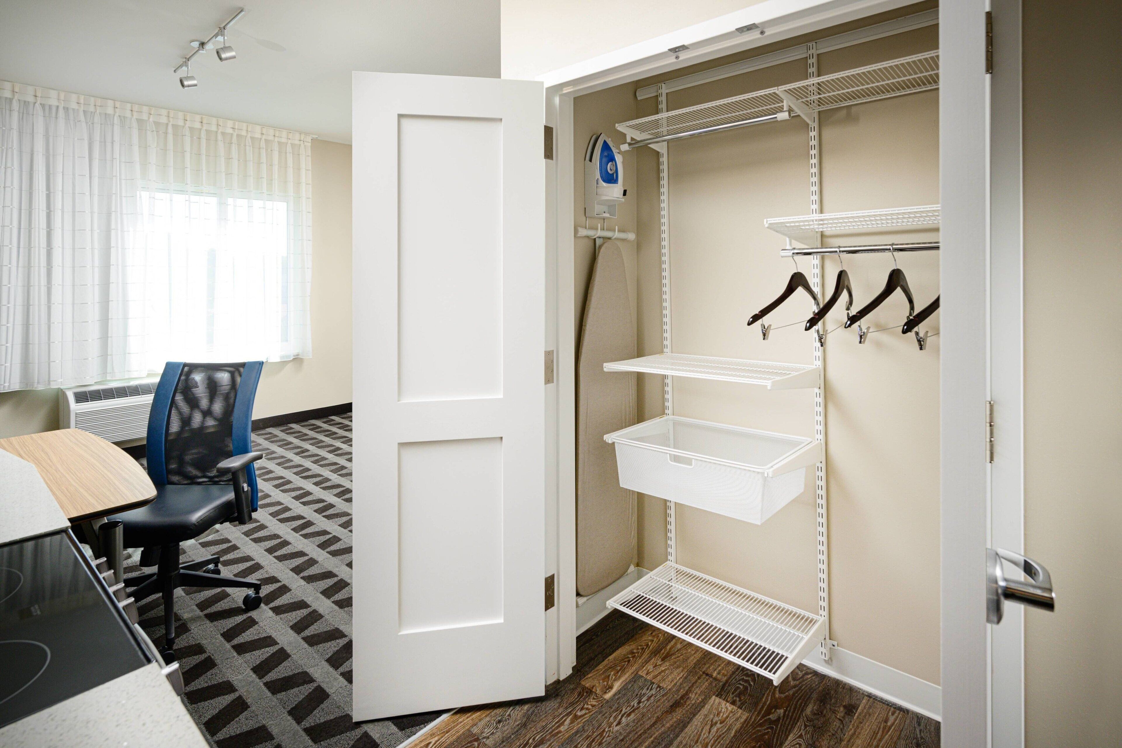 desk, laptop workspace, iron/ironing board, free wifi