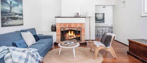 Télévision, cheminée, Netflix, livres