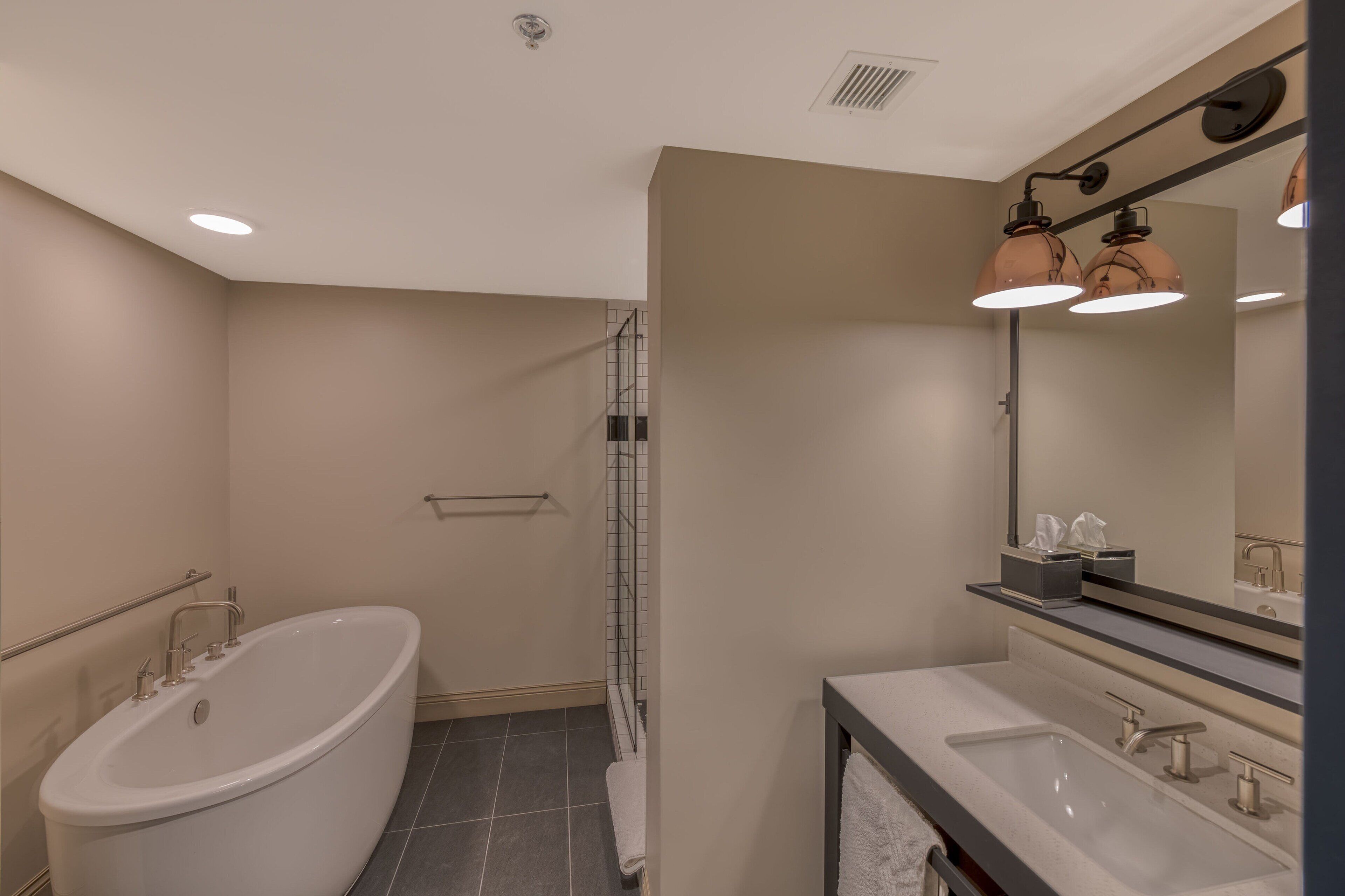 shower, free toiletries, hair dryer, bathrobes