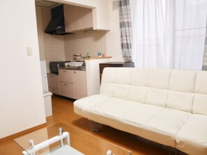 ベーシック アパートメント | 専用簡易キッチン | 冷蔵庫、電子レンジ、コンロ、ホットプレートまたはグリルプレート