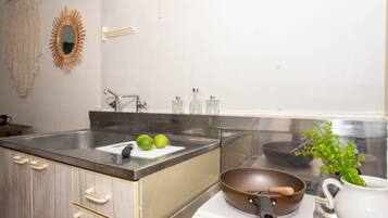 Apartment | Private kitchenette | Fridge, microwave, stovetop, electric kettle