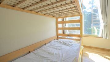 Desk, laptop workspace, blackout curtains, free WiFi