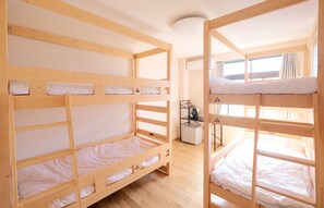 Desk, laptop workspace, blackout curtains, free WiFi