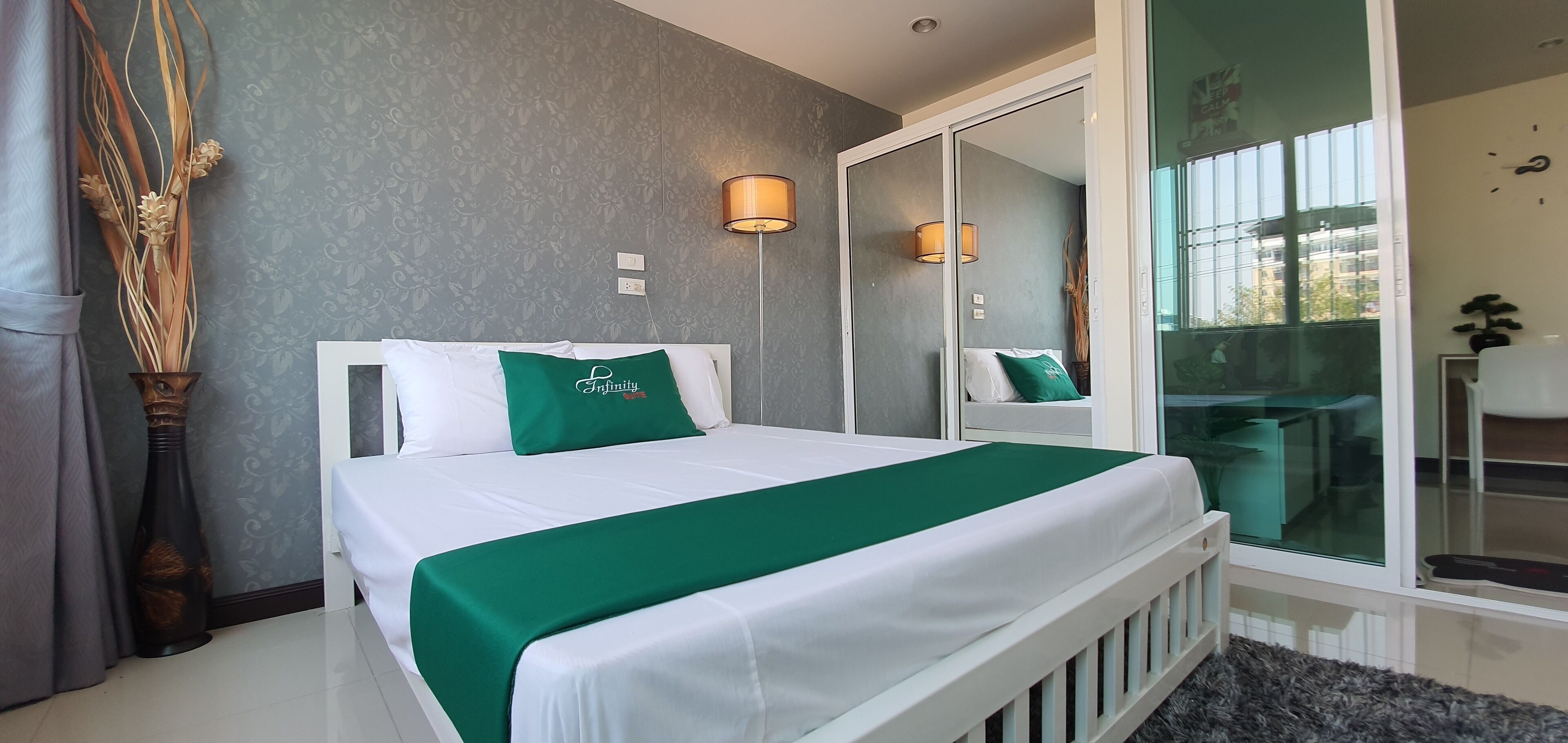 Hypo-allergenic bedding, desk, laptop workspace, free WiFi