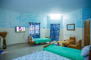Desk, free WiFi, bed sheets