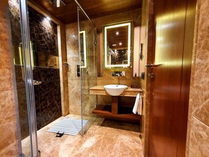Chambre Affaires avec lits jumeaux | Salle de bain | Douche, douche cascade, articles de toilette (gratuits)