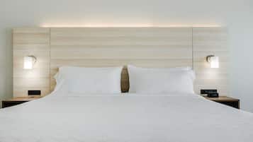 Individually furnished, desk, laptop workspace, blackout drapes