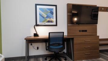 Desk, laptop workspace, WiFi (free), bed sheets