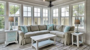House, Multiple Beds | Living room | Flat-screen TV, fireplace, DVD player - Watercolor Reunions by Five Star Properties (Santa Rosa Beach)