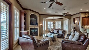 House, 5 Bedrooms | Living room | Flat-screen TV, fireplace, DVD player, toys - Tuscan Villa by Five Star Properties (Destin)