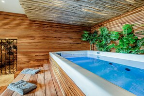 Sauna, hot tub, steam room