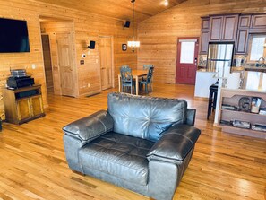 Smart TV, DVD player, books, video library