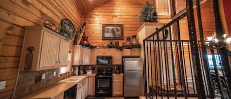 Family Cabin, 2 Bedrooms, Terrace | Private kitchen | Full-sized fridge, oven, stovetop, dishwasher