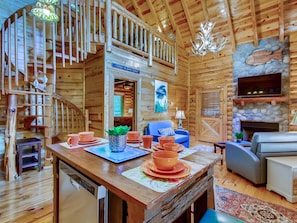 Ferienhaus, Mehrere Betten (A River Adventure  #4237) | Wohnbereich | 36-Zoll-Fernseher mit Digitalempfang