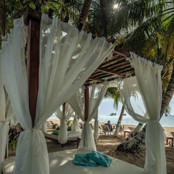 On the beach, white sand