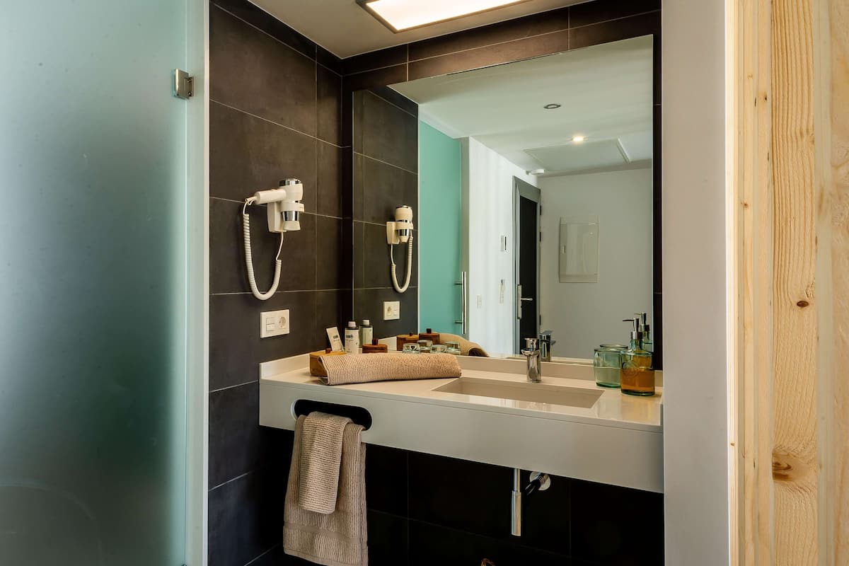 free toiletries, hair dryer, towels