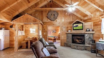 TV, fireplace, offices