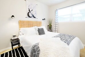 1 bedroom, desk, iron/ironing board, travel cot