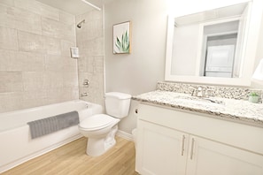 Hair dryer, towels, toilet paper