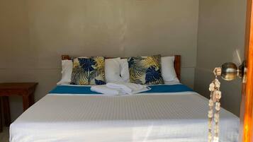 Desk, laptop workspace, free WiFi, bed sheets